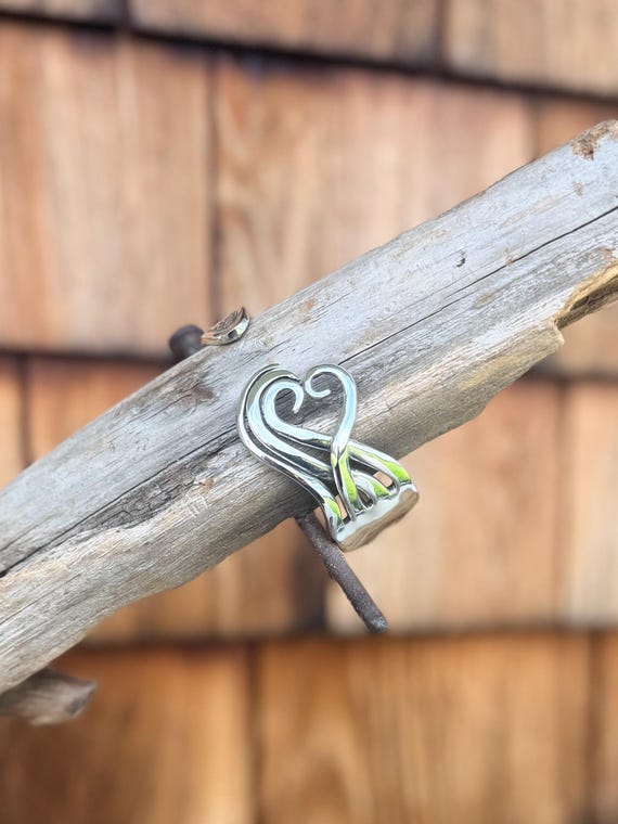 Sterling Silver Fork Cuff Bracelet, Heart (Pre-Order)
