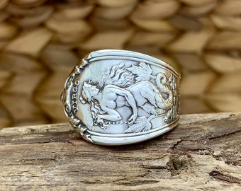 Size 9 Vintage Sterling Spoon Ring, Virgo