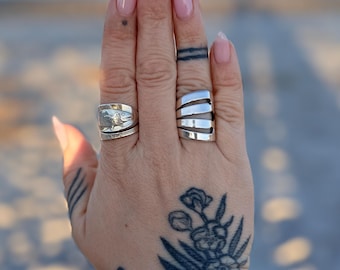 Custom for Jackie, Single wrap style, Vintage Sterling Silver Silverware ring, fork ring, spoon ring