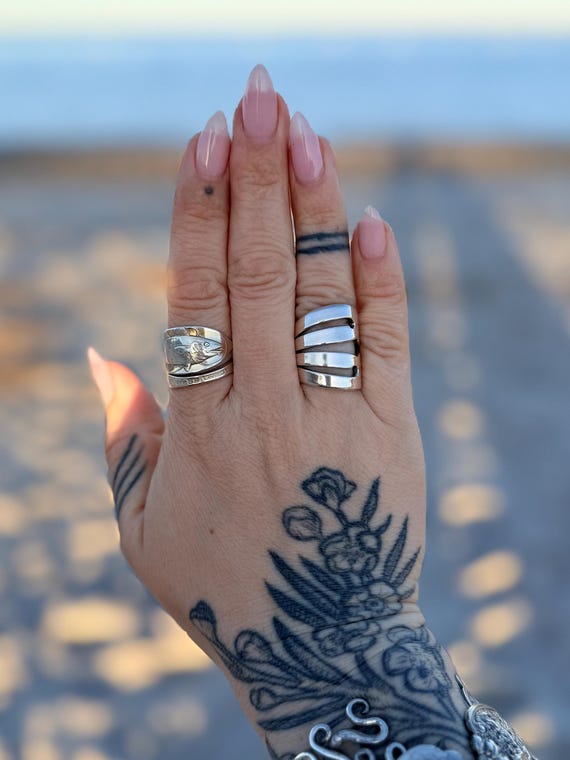 Single wrap style, Vintage Sterling Silver Silverware ring, fork ring, spoon ring