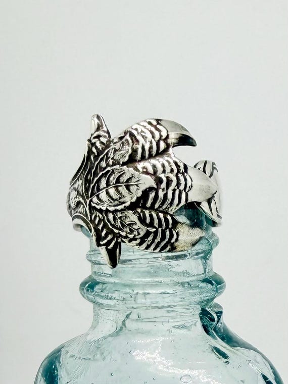 Vintage Sterling Silver Claw Ring, Repurposed Flatware