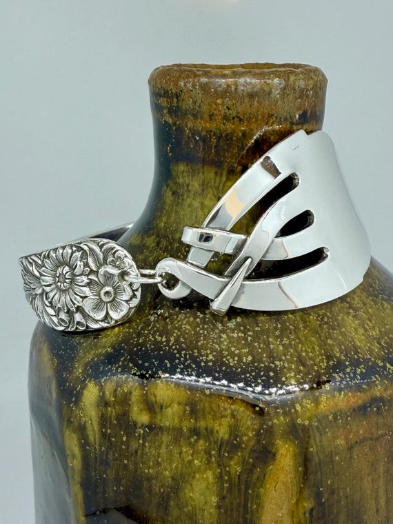 Sterling Silver Fork Bracelet, Toggle Clasp