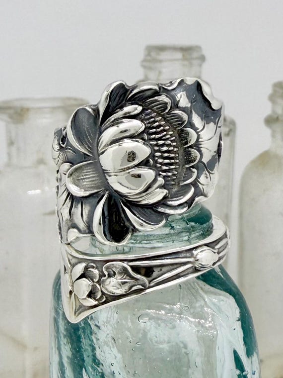 Vintage Sterling Silver, Water Lily, Lotus, Flower of the month