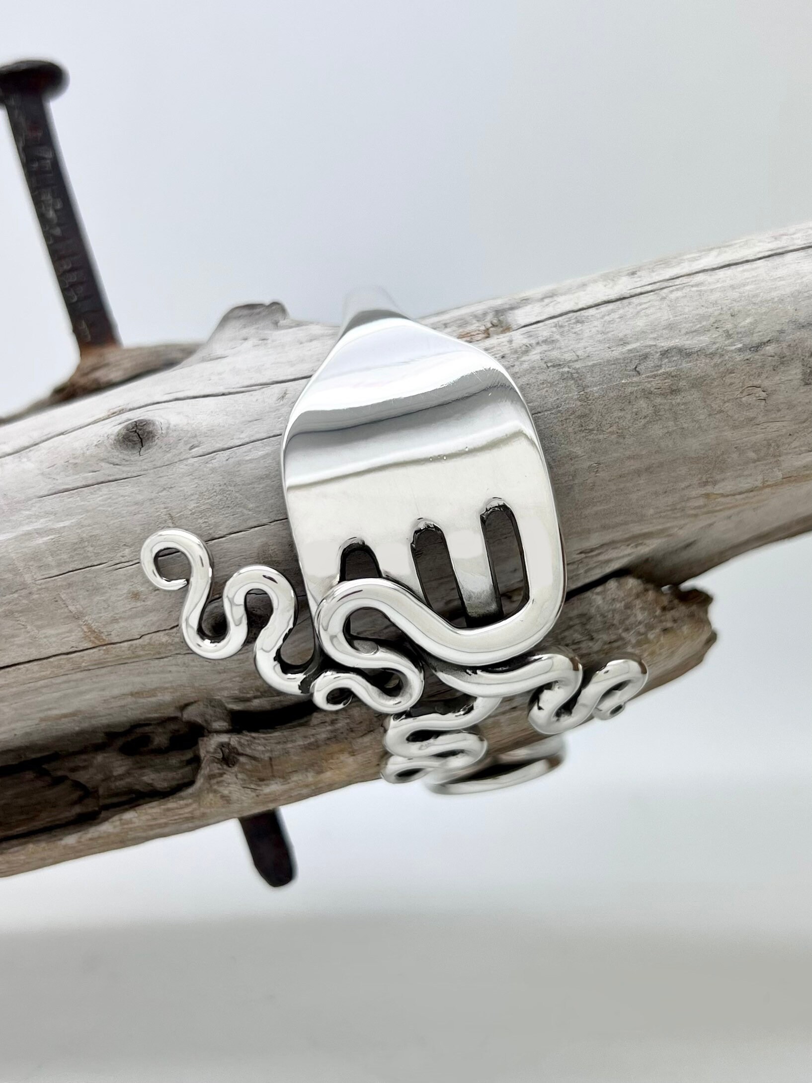 Solid silver shop fork bracelet