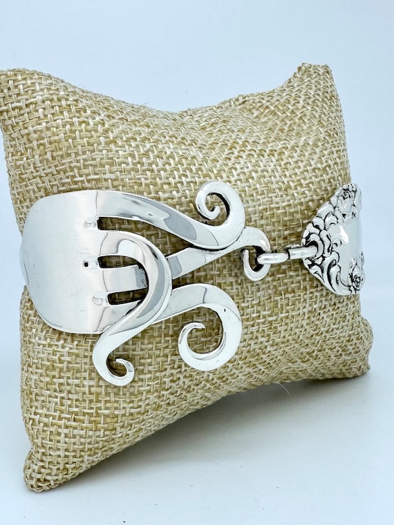 Ready to Ship, Sterling Silver Fork Bracelet, Toggle Clasp