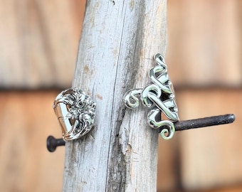 Ready to ship,  Sterling Silver Fork Cuff Bracelet, heart