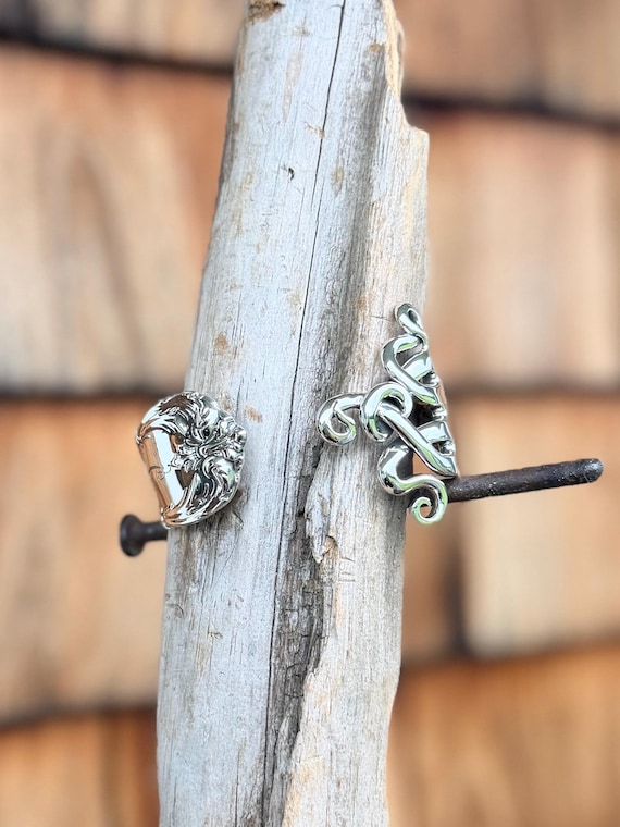 Ready to ship,  Sterling Silver Fork Cuff Bracelet, heart