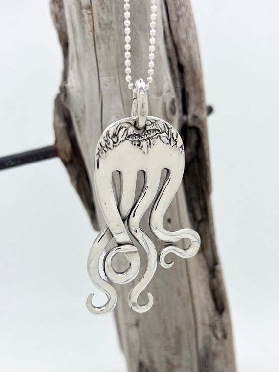 Sterling Silver Fork Pendant, Octopus, Poppy