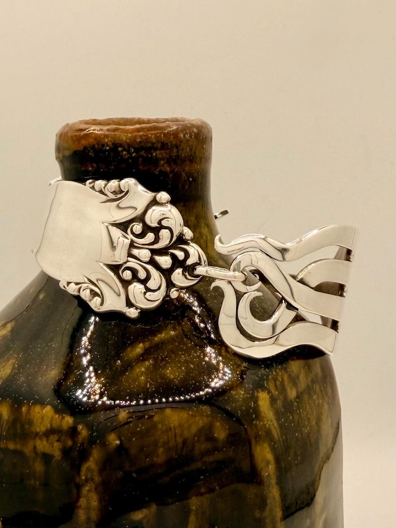 Sterling Silver Fork Bracelet, Toggle Clasp