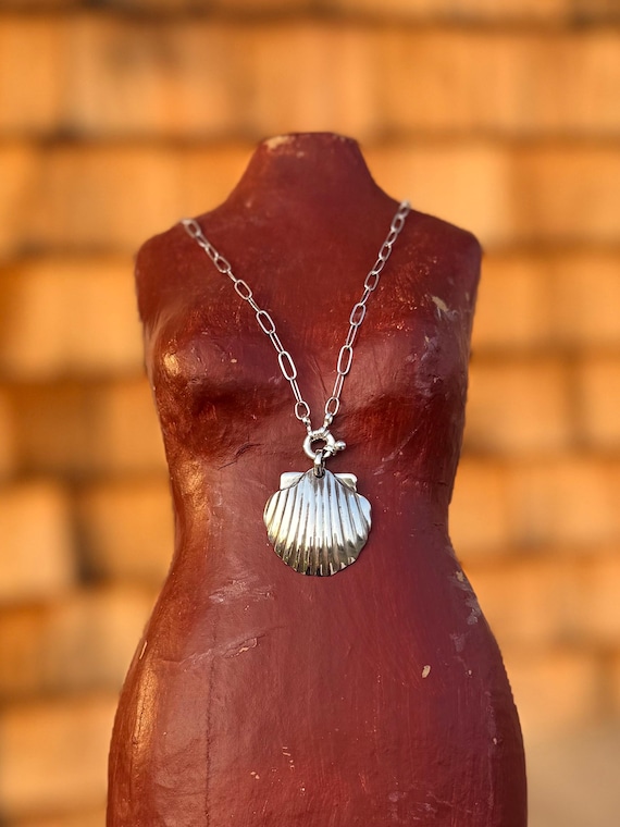 Sterling Sugar Spoon Shell Pendant