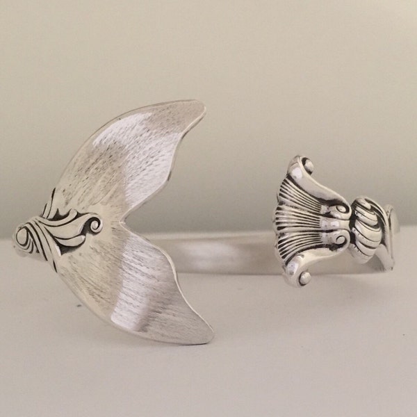 Reserved for MMMjsmith Made to Order, Sterling Silver Mermaid Tail Spoon Cuff/Bangle Bracelet