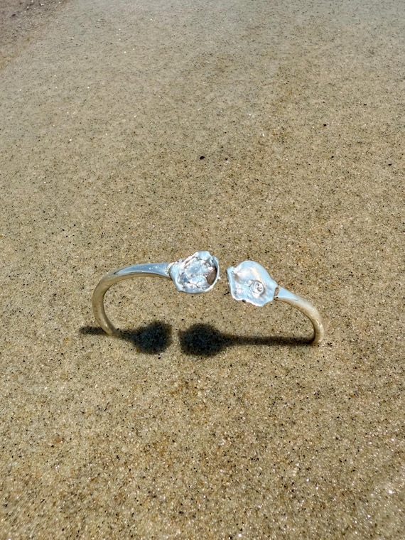 Ocean-Kissed Sterling Silver Drip Bangle Bracelet