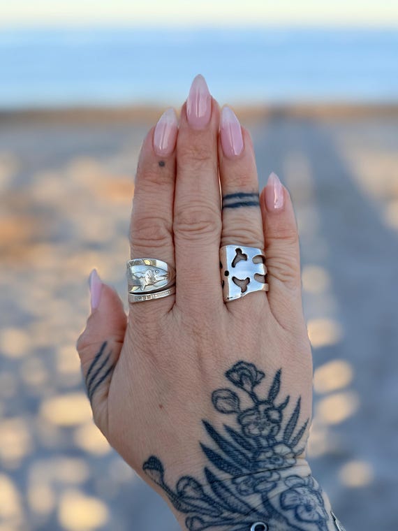 Single wrap style, Vintage Sterling Silver Silverware ring, fork ring, spoon ring