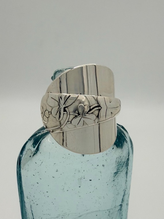 Vintage Sterling Silver Spoon Ring, Spoon bowl, Clover