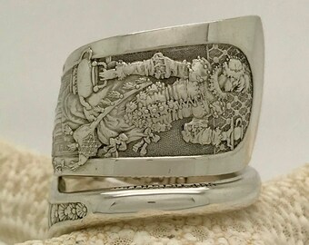 Size 8.5 Vintage Sterling Silver Tea Lady, Teapot, Spoon Ring