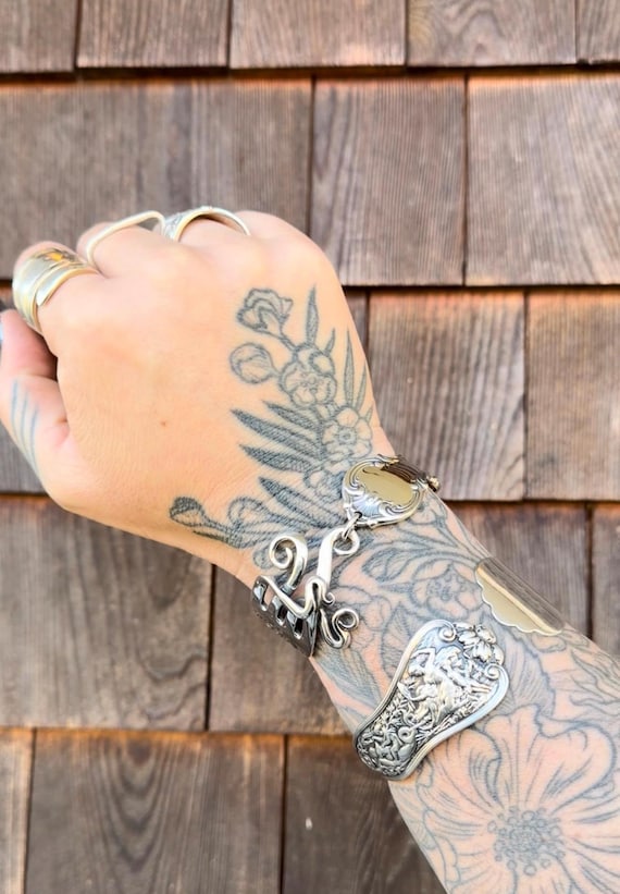 Sterling Silver Fork Bracelet, Toggle Clasp