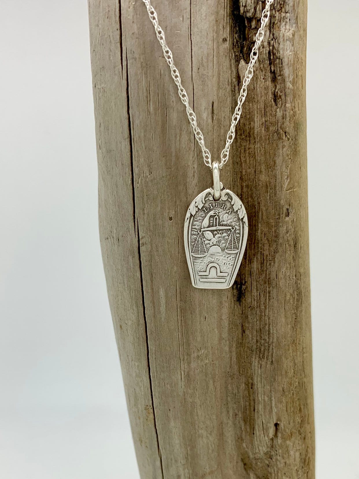 Small Sterling Silver spoon necklace, Libra
