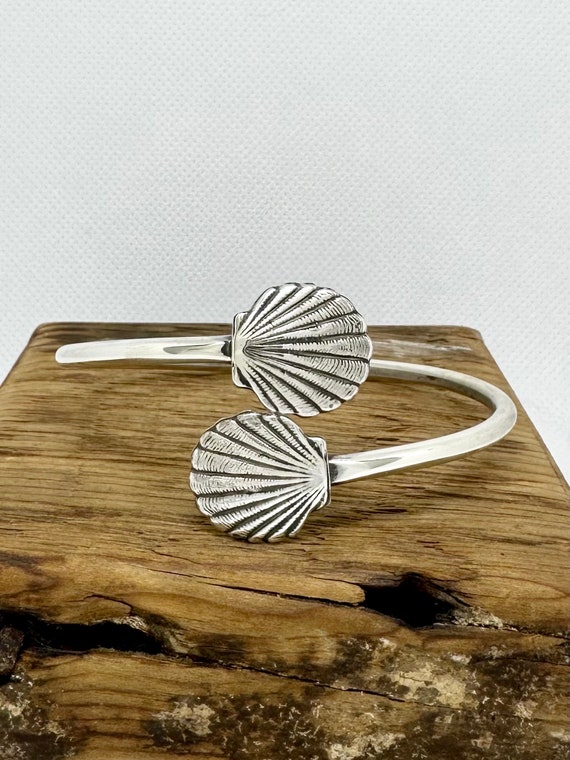 Custom Order for KIM, Sterling Silver Shell, Spoon Bangle Bracelet