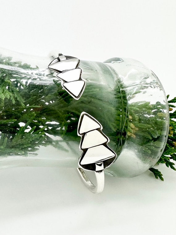 Made to Order Sterling Silver Spoon Bangle Bracelet, Tree, Christmas Tree, Stackable