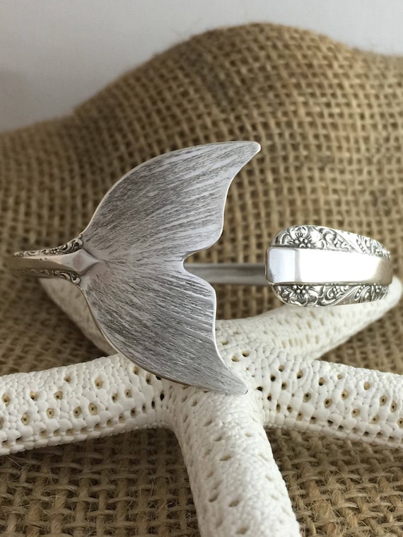 Sterling Silver Mermaid Tail Spoon Cuff/Bangle Bracelet