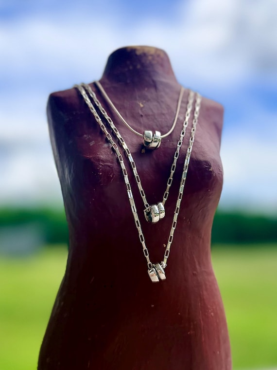 Sterling Silver Fork Tine Single Bead Necklace