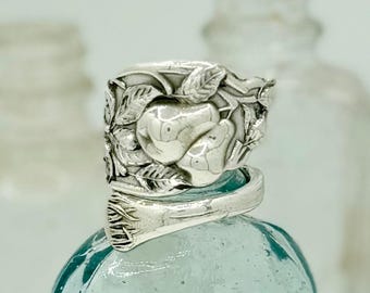 Vintage Sterling Silver Spoon Ring, Size 8, Pears