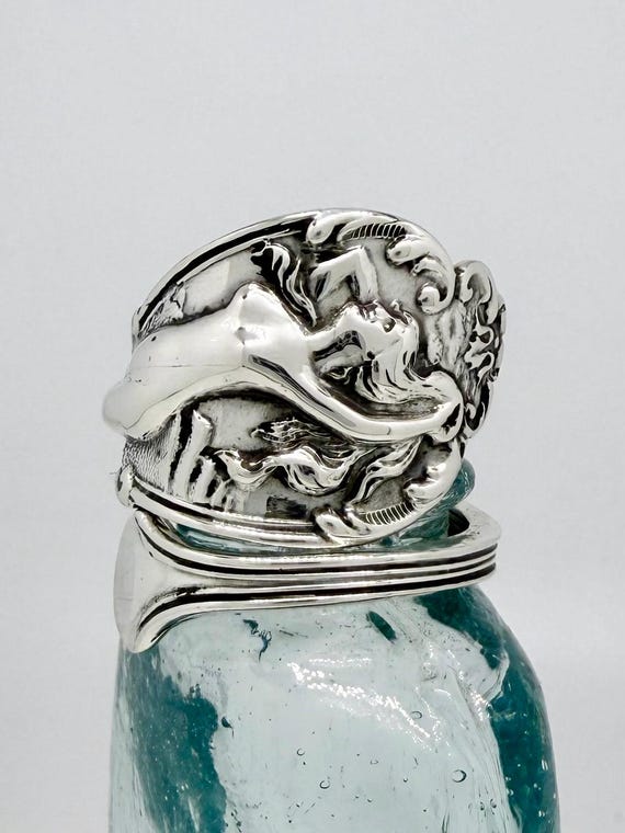 Vintage Sterling Silver Spoon Ring, woman