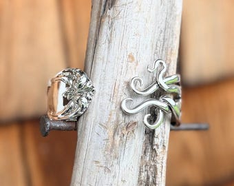 Ready to ship,  Sterling Silver Fork Cuff Bracelet, heart