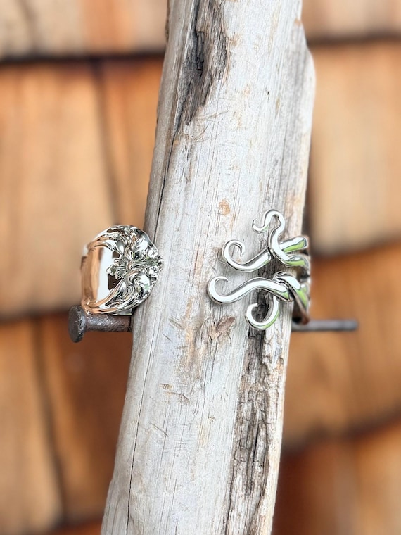 Ready to ship,  Sterling Silver Fork Cuff Bracelet, heart