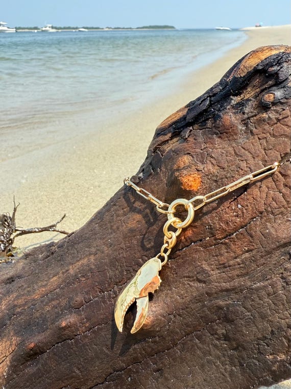 Gold Vermeil paperclip Chain, claw necklace, Spoon necklace, Round Push clasp, Necklace, lobster claw