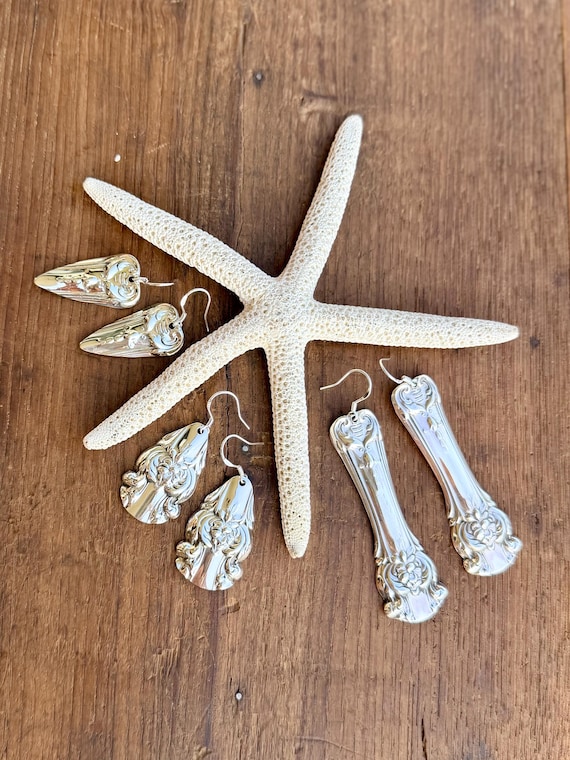 Vintage Sterling Silver Knife Handle Earrings