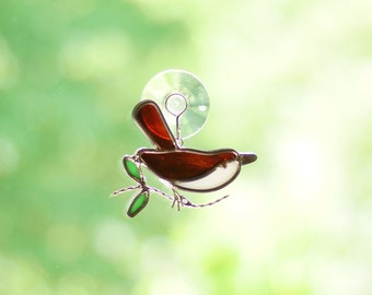 Little Wren Stained Glass Sun-Catcher