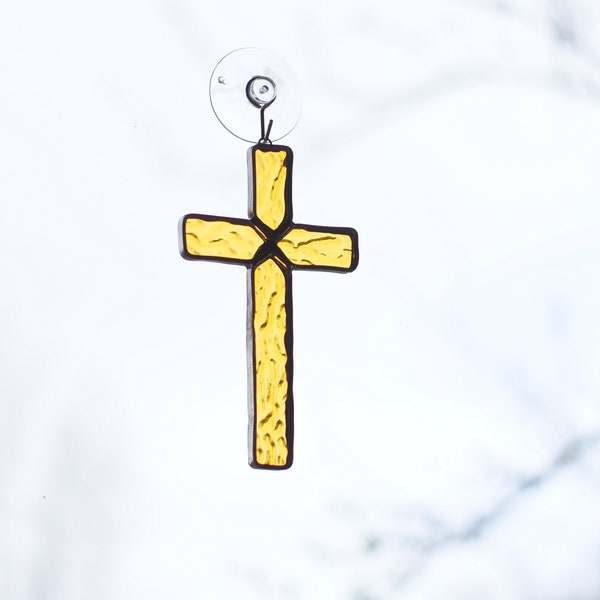 Small Cross Sun-Catcher in White, Purple, Blue, Gold or Textured Clear Stained Glass