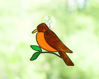 Robin Stained Glass Sun-Catcher