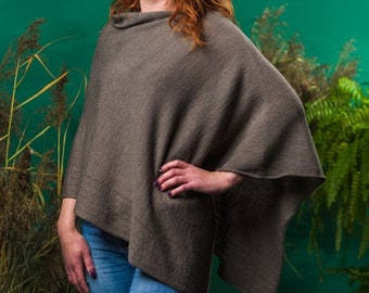Sand Brown Color Merino Wool Cape Clothing Pancho Cape Wrap Poncho Merino Sweater Pancho Scarf Shawl Modern Accessories Overlay Top