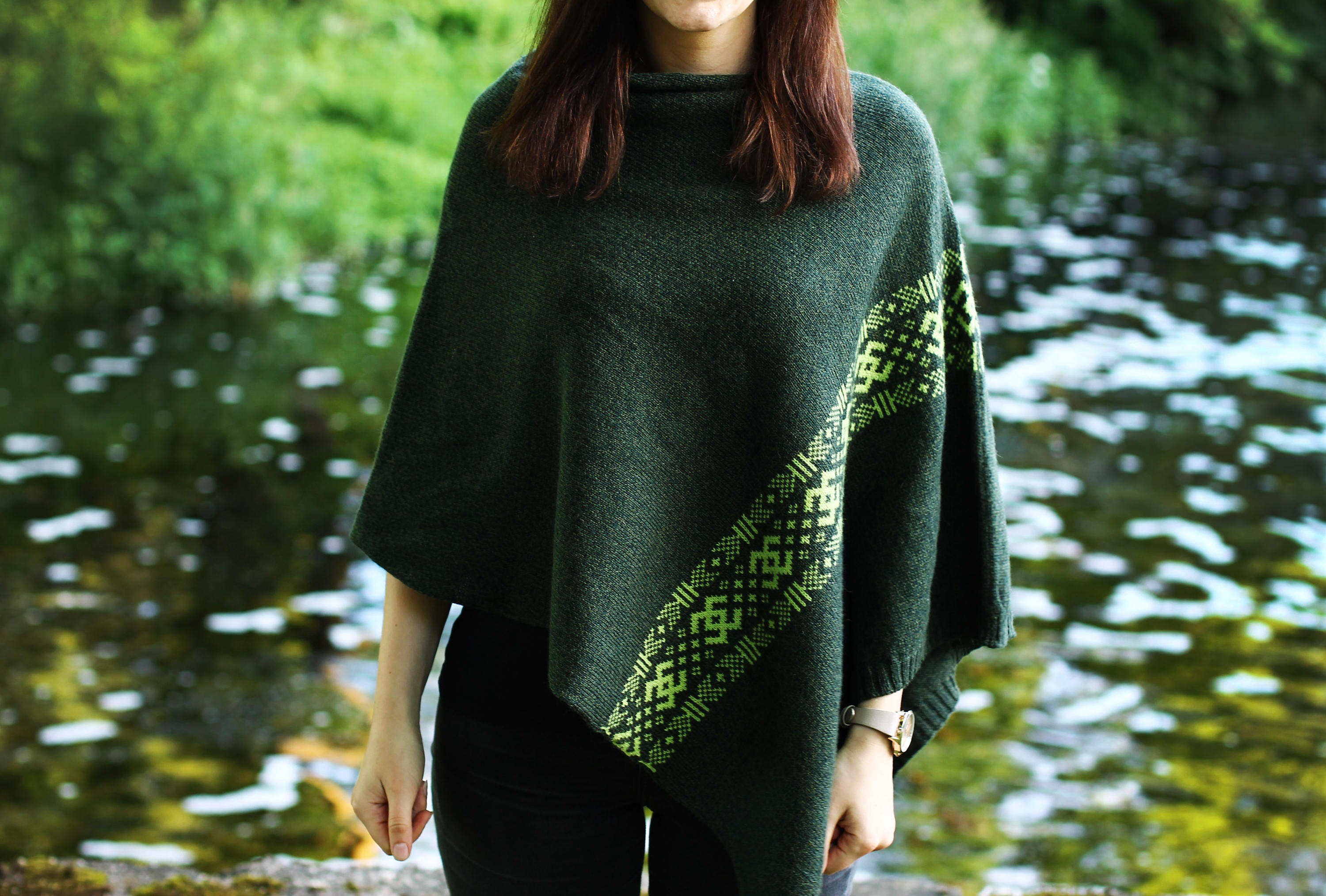 Groene Gebreide cape poncho Scandinavisch Etsy België