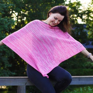 Pink wool poncho cape | Knit women&#39;s clothing, seasonless, uni-size modern accessory, overlay top
