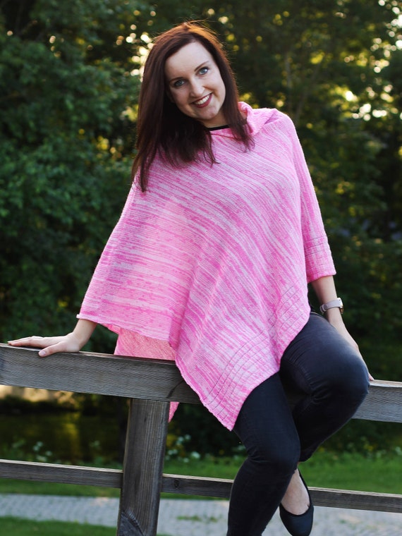 Pink Wool Poncho Cape Knit Women's Clothing, Seasonless, Uni-size Modern  Accessory, Overlay Top 