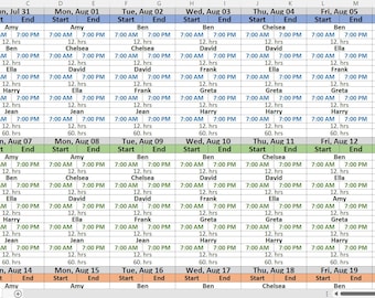 Monthly Schedule on Excel Template - Automatic Easy Entry