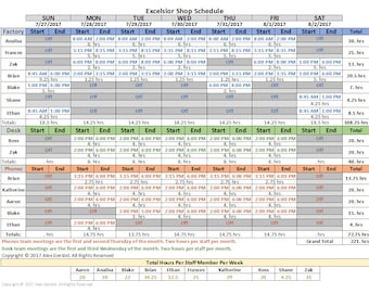 Weekly Schedule on Excel Template - Automatic Easy Entry