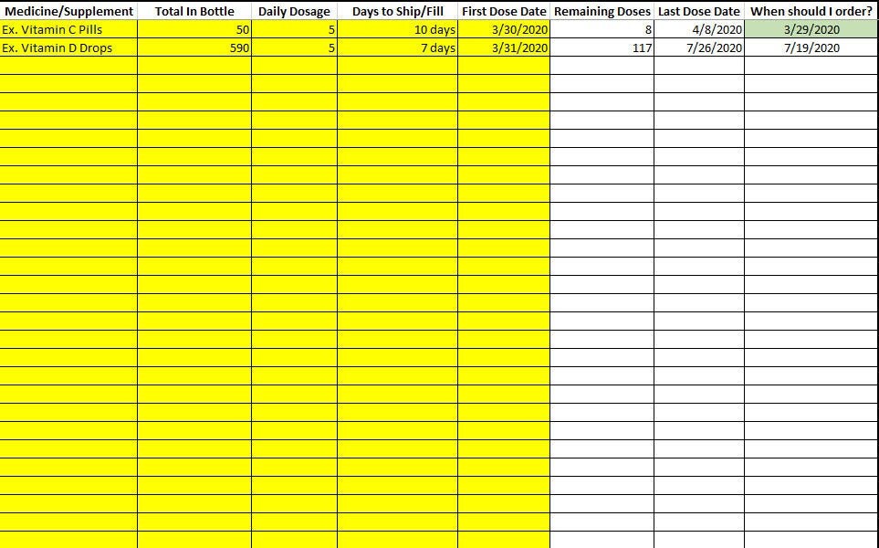 Medication/Vitamin/Supplement Tracker
