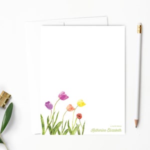 Personalized Note Card Set. Personalized Stationery. Flowers. Tulips. Personalized Stationary. Notecards. Personalized Gift // NC108 Ultra White