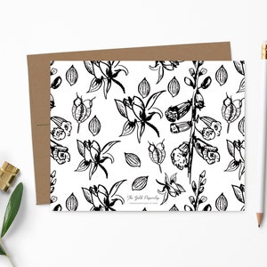 Personalized Note Card Set. Personalized Stationery. Black & White Floral. Personalized Stationary. Notecards. Personalized Gift // NC144 image 2