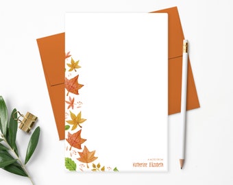 Personalized Notepad. Personalized Note Pad. Personalized Stationery. Personalized Gift. Fall Leaves. Autumn // NP110