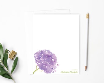 Personalized Note Card Set. Personalized Stationery. Flower. Hydrangea. Watercolor. Personalized Stationary. Personalized Gift // NC112