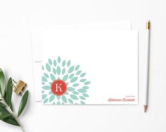 Personalized Flower Note Cards | Personalized Stationery | Flower Monogram Stationery | Stationary Personalized | Stationary Cards | NC100