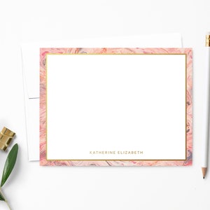 Blush Pink Marble and Gold Stationery Monogram Stationary Personalized Stationery Custom Note Cards Stationary Cards NC129 Ultra White