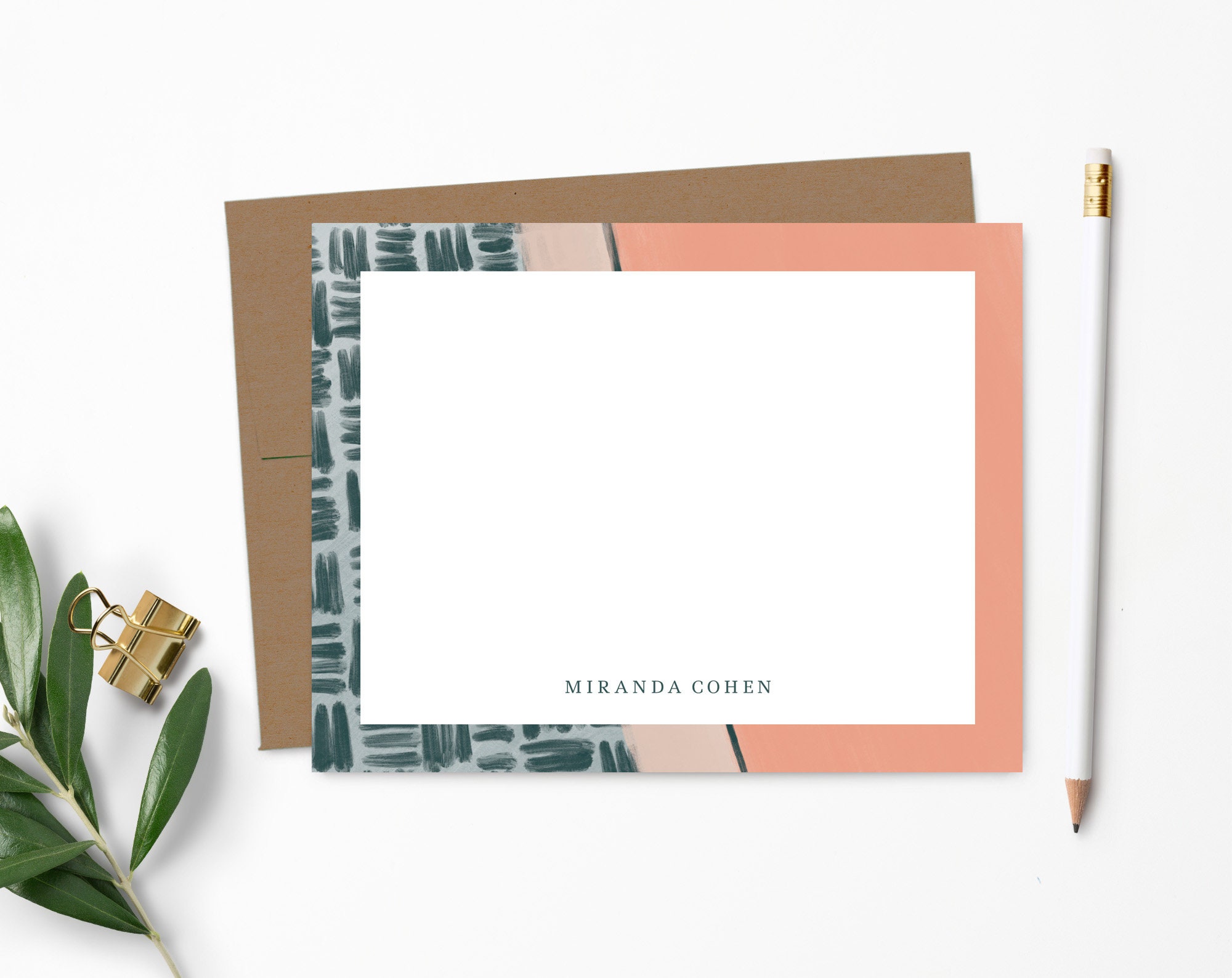 Personalized Note Card Set Personalized Stationery Emerald Etsy