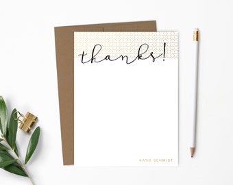 Personalized Note Card Set. Flat. Personalized Stationery. Gold Polka Dot. Thank You. Personalized Stationary. Personalized Gift // NC120