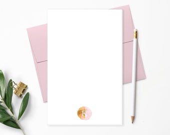 Personalized Notepad. Personalized Note Pad. Personalized Stationery. Personalized Gift. Pink and Gold Monogram. Initial and Name // NP131